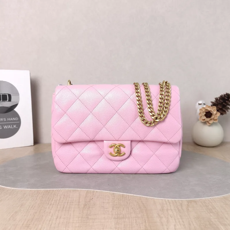 Chanel Crossbody Bag Pink Grained Calfskin One Size 24 × 8 × 17 cm
