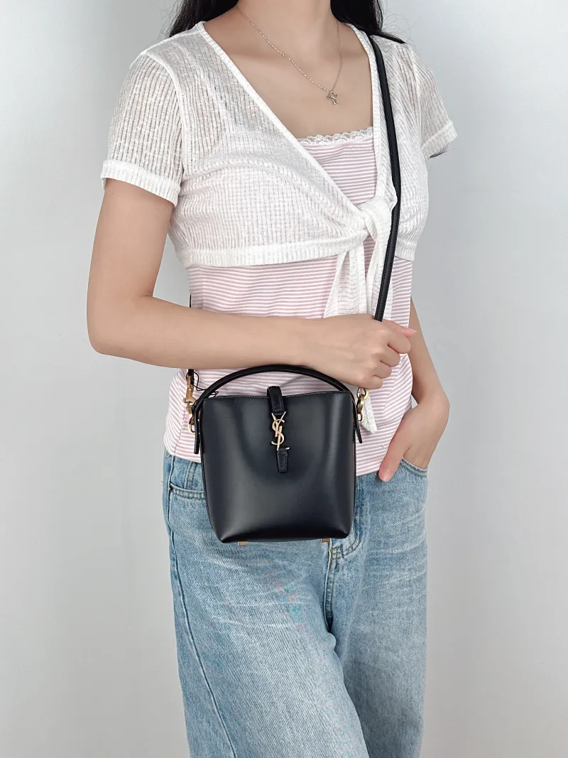 SAINT LAURENT Shoulder Bag LE 37 Black Calfskinmini13 × 6 × 15 cm — on-model view 2 of 3