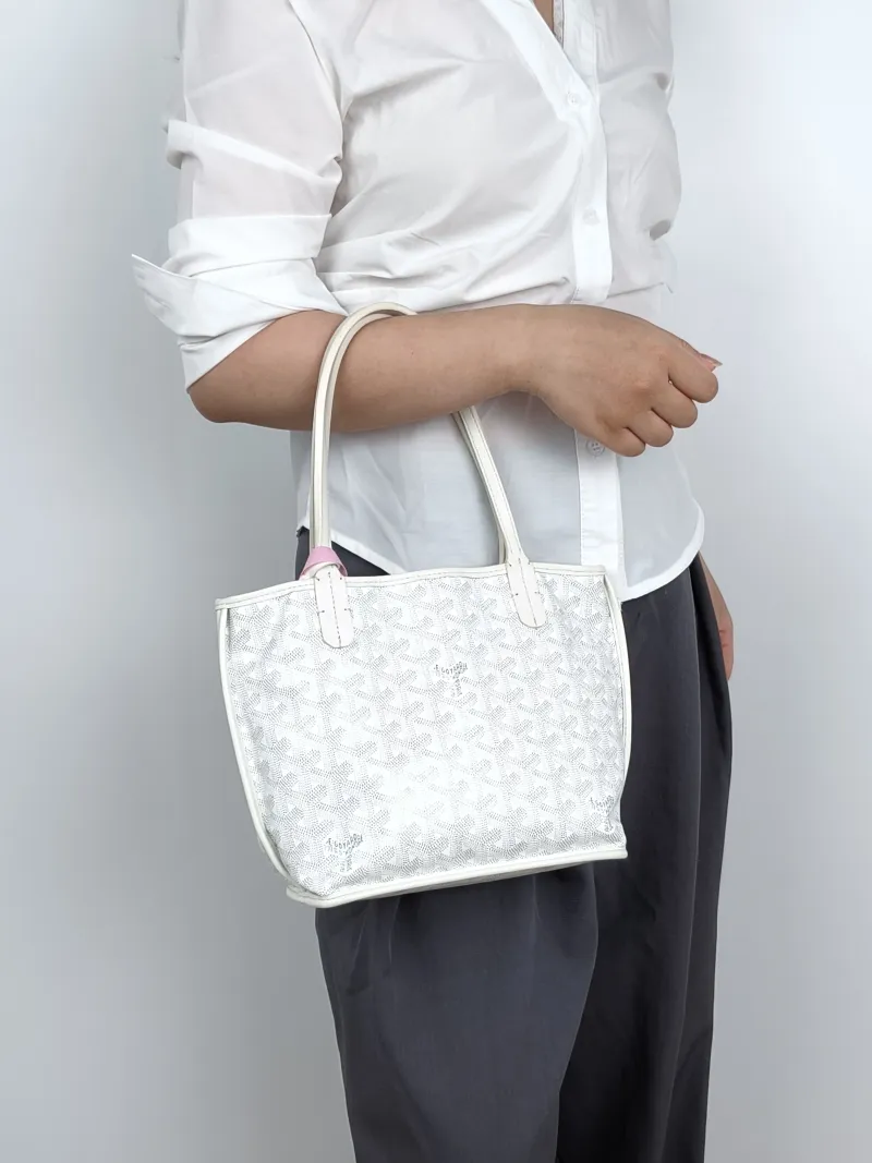 GOYARD Top Handle Bag ANJOU Shopping Tote White PV Cmini19.5 × 9 × 19.5 cm — on-model view 2 of 2