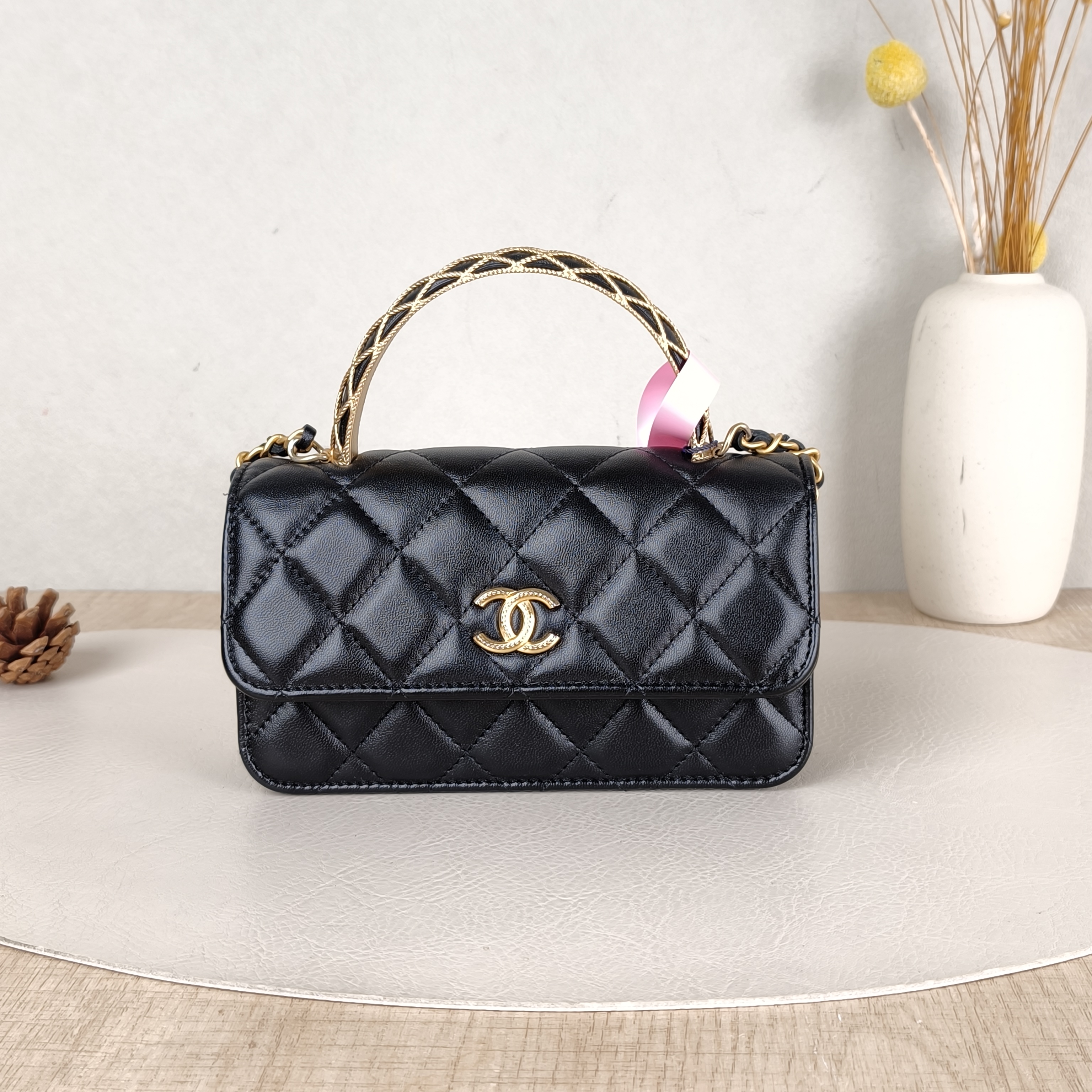 Chanel Crossbody Bag23a woc Black SL ambskinmini17 × 4 × 9 cm