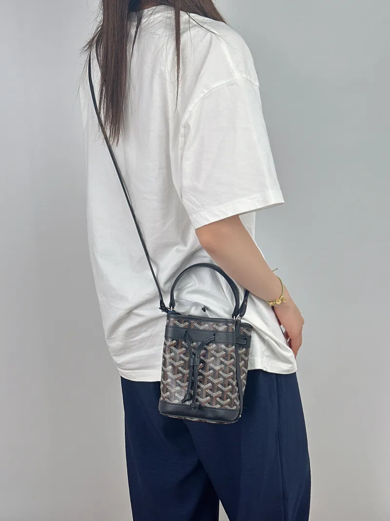 GOYARD Crossbody Bag Petit Flot Black ine Canvas12 × 10 × 17.5 cm — on-model view 2 of 2