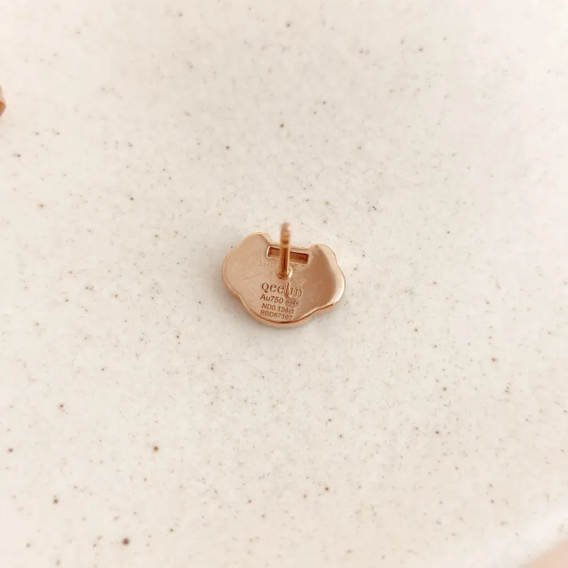Qeelin Earrings Yu Yi Collection Earrings Red Agate Diamond18KR ose Gold One Size — cover view 4 of 6