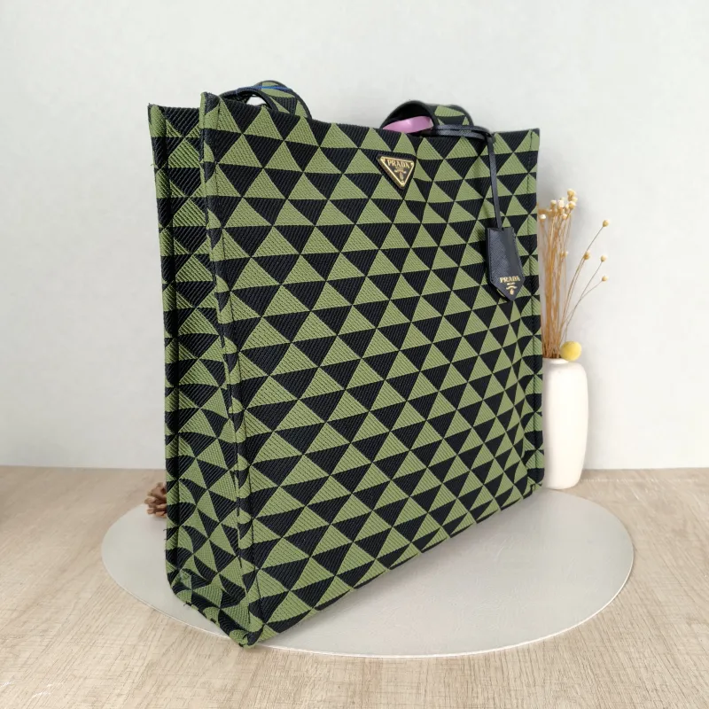PRADA Top Handle Bag Tote Bag Green Black One Size 37 × 12 × 37 cm — cover view 4 of 5