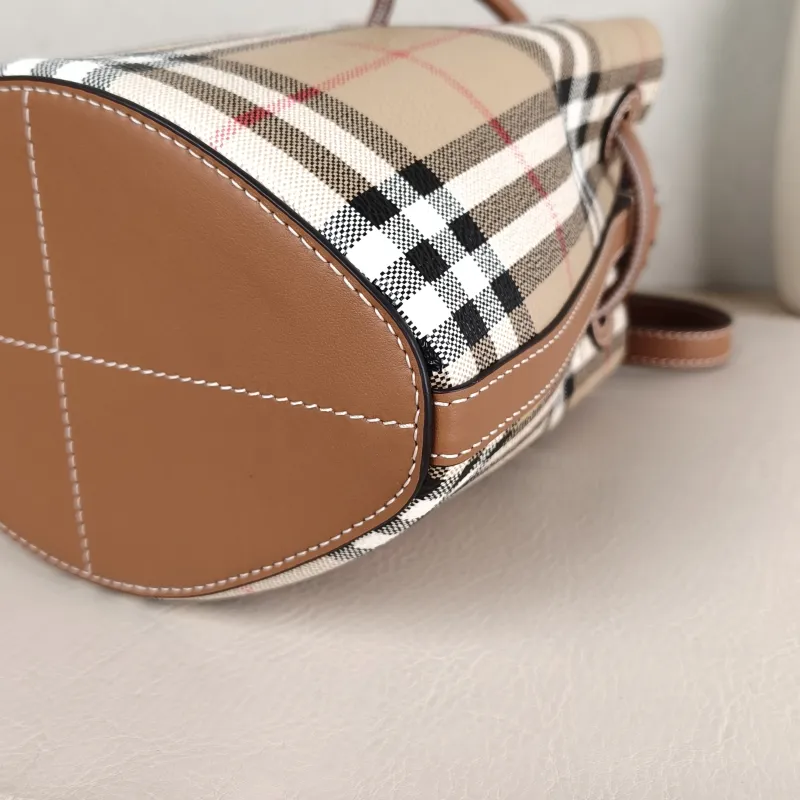 BURBERRY Crossbody Bag Canvas Bucket Bag Brown 16.5 × 11 × 18 cm — detail view 4 of 10