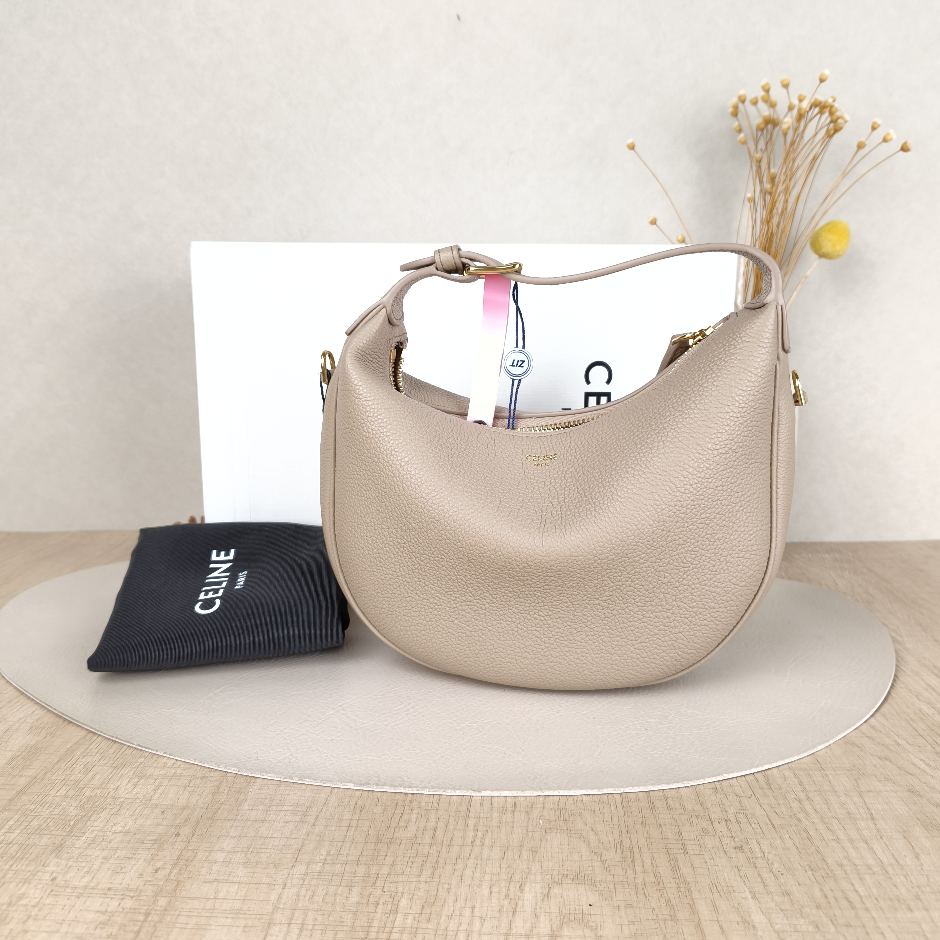 CELINE Crossbody Bag TEEN LULU hobo Taupe Calfskin Small21 × 5 × 24 cm — cover view 5 of 6