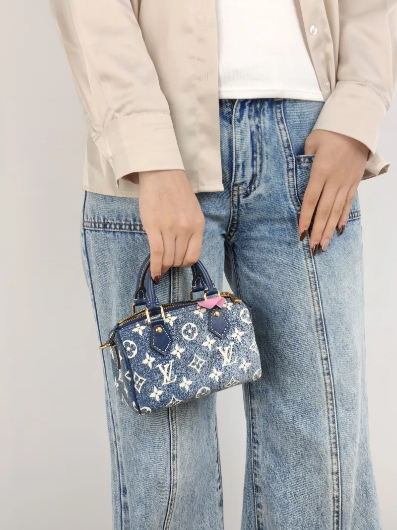 Louis Vuitton Crossbody Bag Speedy Nano Blue nano 16 × 7.5 × 10 cm — on-model view 3 of 3