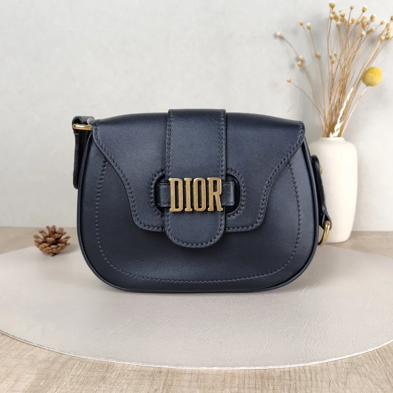 DIOR Crossbody Bag D-Fence Black Calfskin Medium 22.5 × 5 × 17.5 cm
