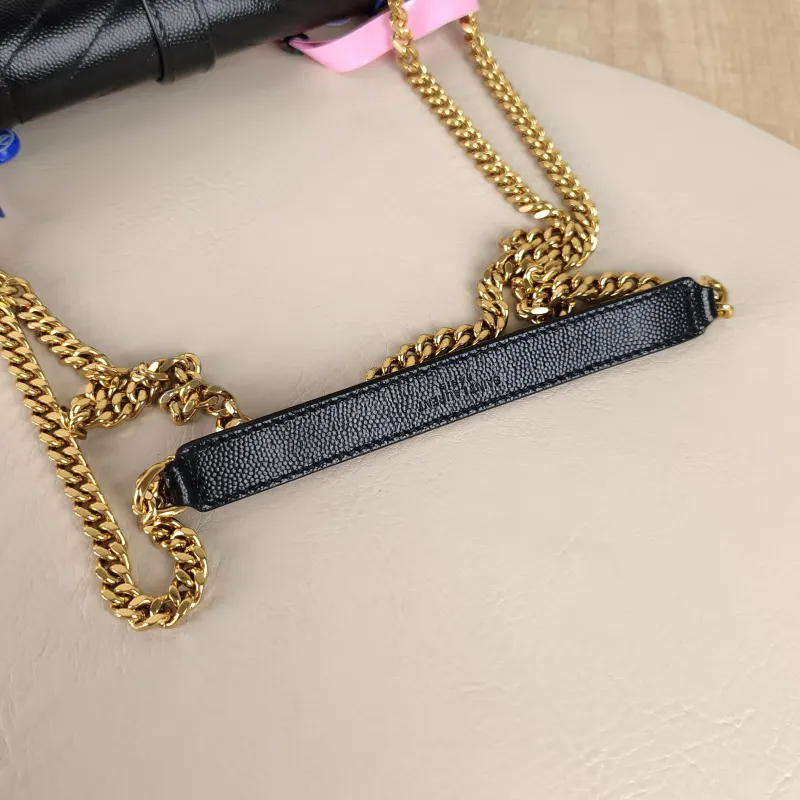 SAINT LAURENT Crossbody Bag ENVELOPE Black Grained Calfskin Small 21 × 6 × 13 cm — detail view 11 of 12