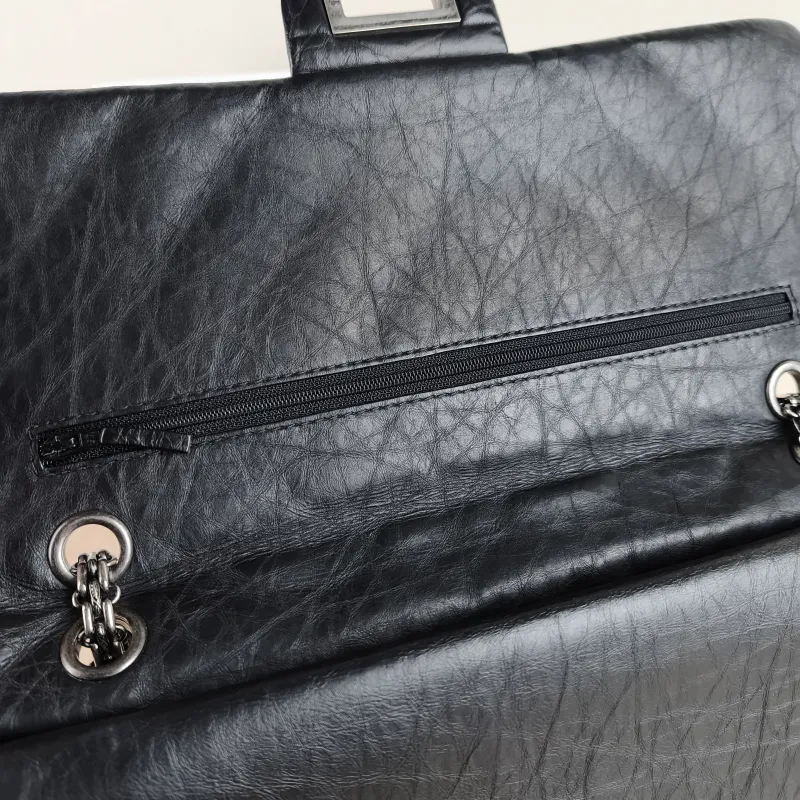 Chanel Shoulder Bag 2.55 Black Calfskin Large 31.5 × 10 × 20 cm 13 — detail view 13 of 13