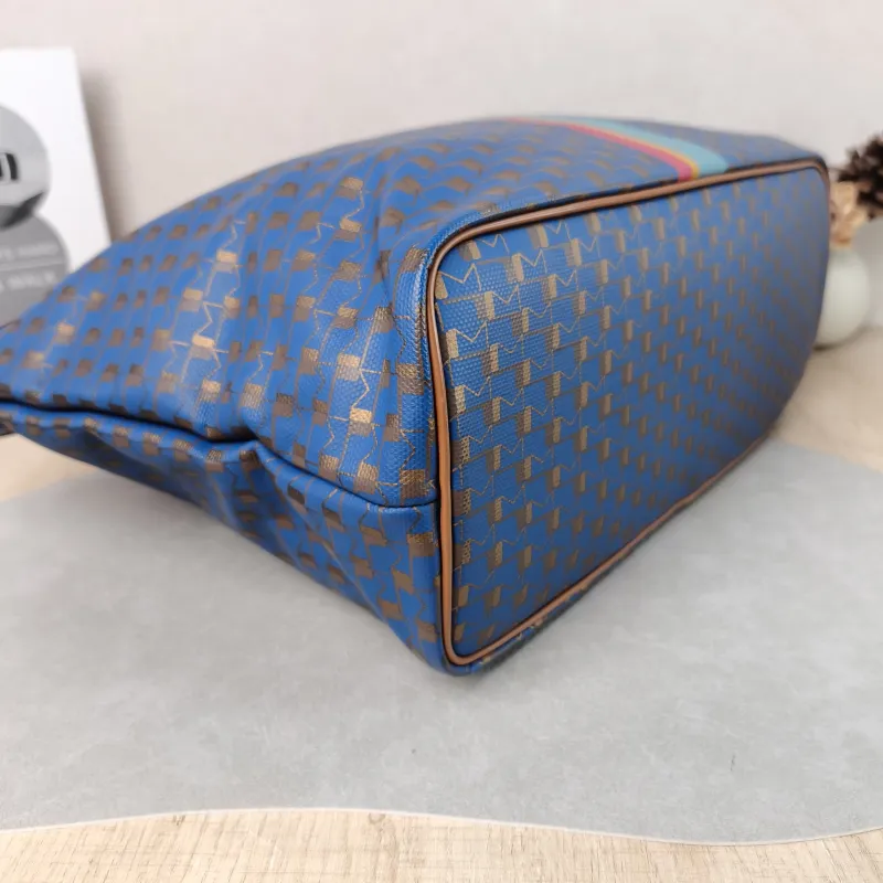 Moynat Shoulder Bag Blue Canvas 34 × 14 × 26 cm — detail view 9 of 12