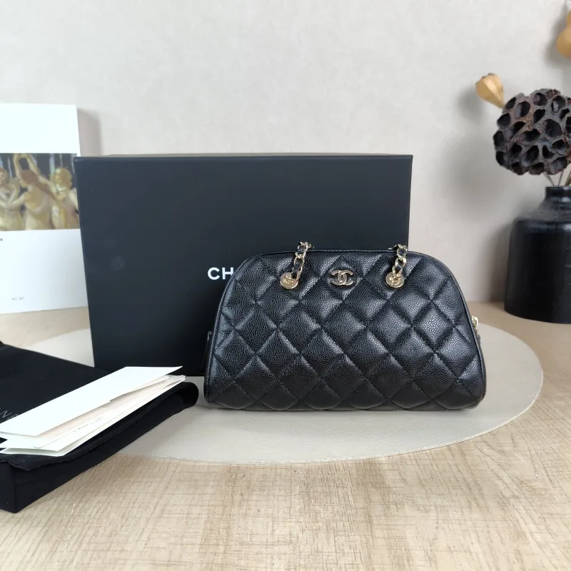 Chanel Shoulder Bag Bowling Bag Black Calfskin One Size19.5 × 5.5 × 12 cm — cover view 6 of 6