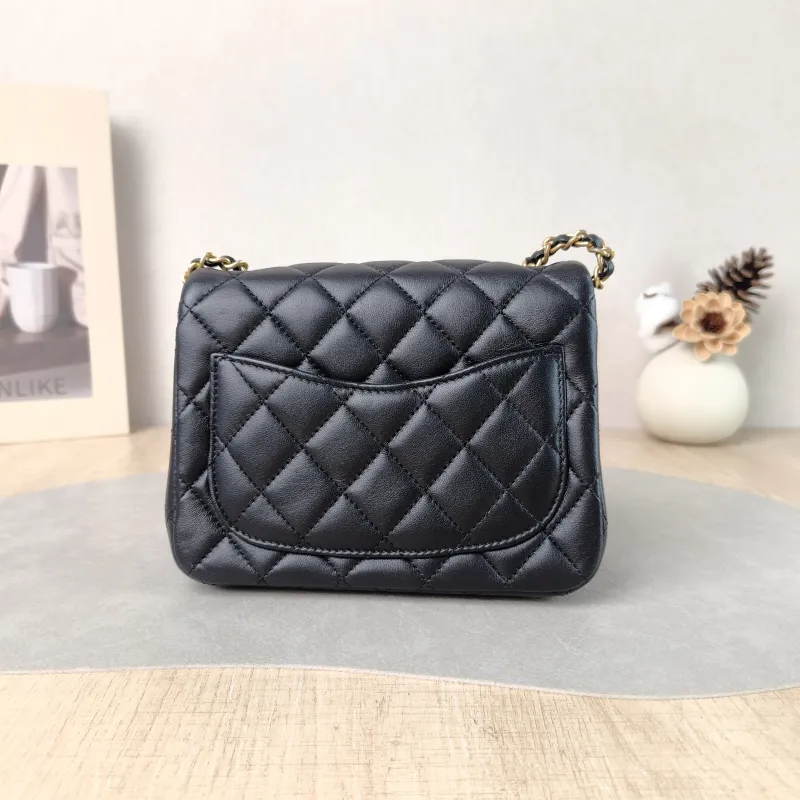Chanel Crossbody Bag Classic Flap Mini CF Mini Black with Gold-Tone Hardware SL ambskin Mini 17 × 8 × 13.5 cm — cover view 4 of 6
