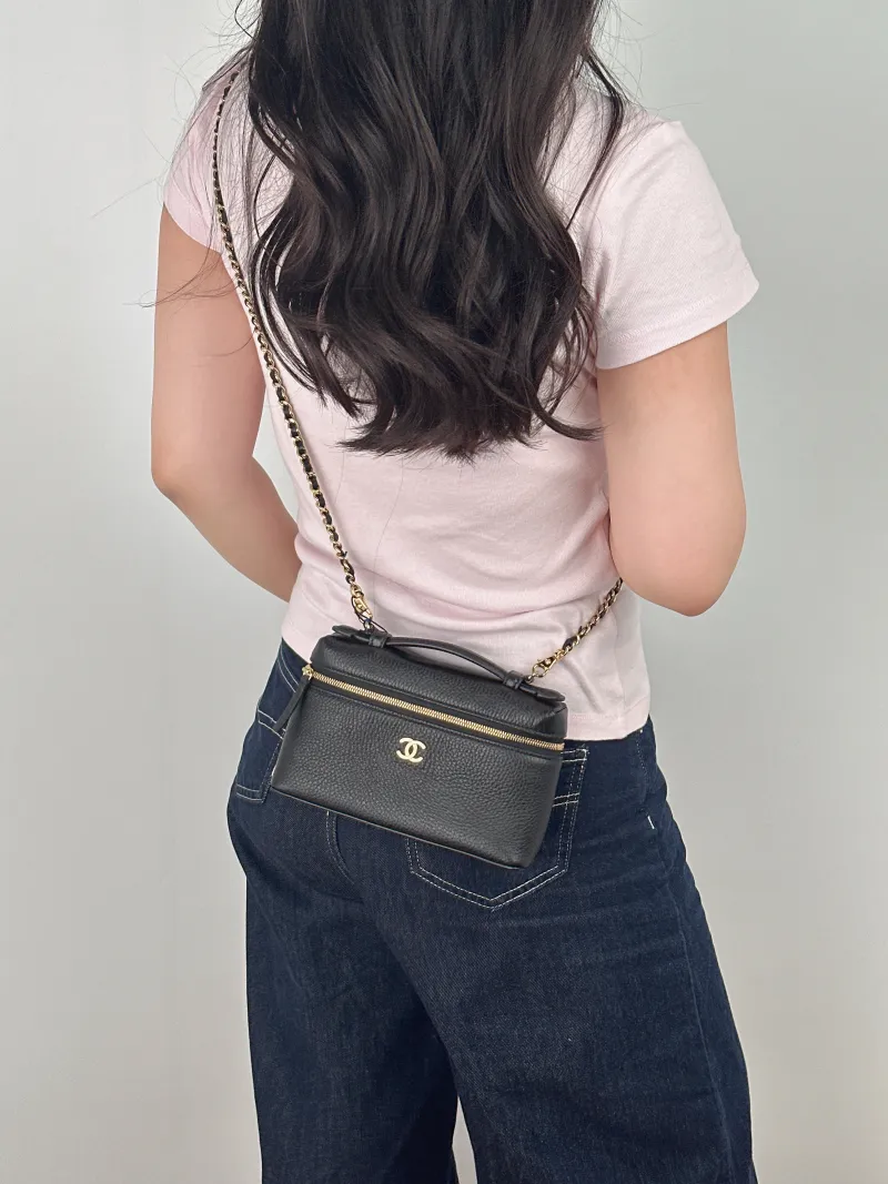 Chanel Crossbody Bag lp Box Bag Top Handle Crossbody Bag Black Calfskin One Size 19.5 × 5 × 17 cm — on-model view 1 of 2