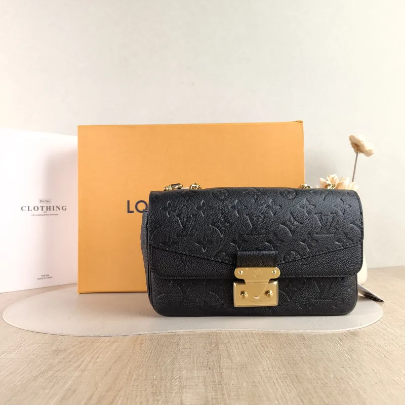 Louis Vuitton Crossbody Bag Marceau Chain Bag Black Monogram Empreinte Embossed Calfskin 24.5 × 6.5 × 15 cm — cover view 3 of 6