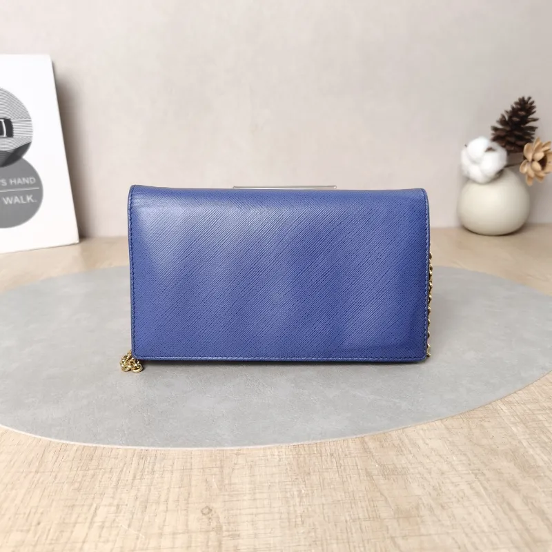 FERRAGAMO Crossbody Bag Chain Bag Blue Calfskin One Size19 × 2 × 11 cm — cover view 4 of 5