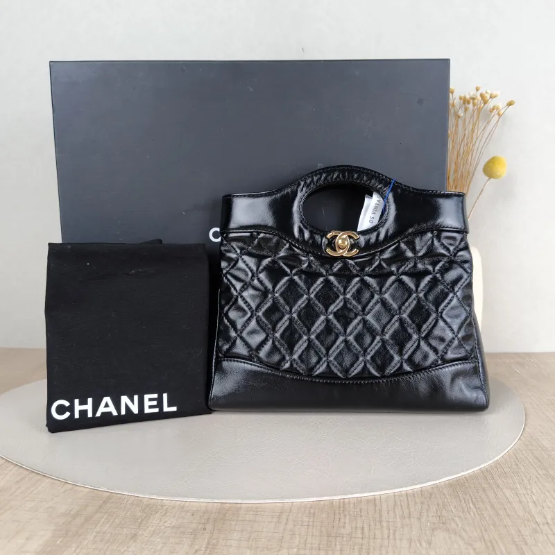 Chanel Crossbody Bag 31Bag Black Waxed Leather Mini 23 × 5.5 × 22 cm — cover view 6 of 6