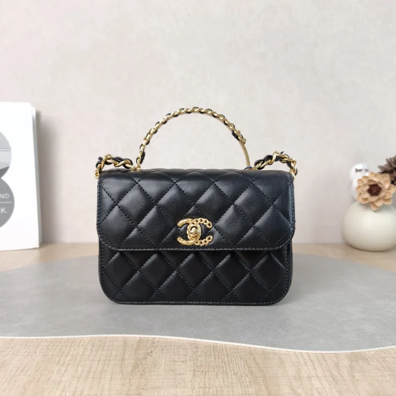 Chanel Crossbody Bag Crossbody Bag Black Lambskin One Size 17 × 5 × 12 cm