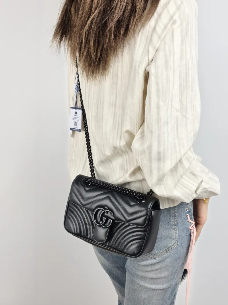 GUCCI Crossbody Bag GG Marmont So Black Marmont So Black Black CC alfskin Small 22 × 6 × 13 cm — on-model view 2 of 2