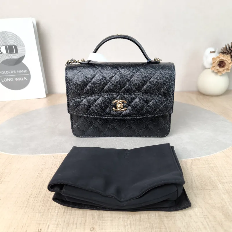Chanel Backpack Backpack Black Grained Calfskin One Size 18.2 × 5 × 14 cm — cover view 3 of 6