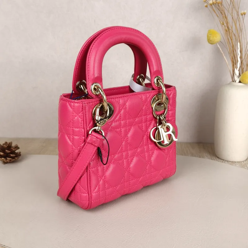 DIOR Lady Lady Dior Bag mini Pink Lambskin · Shoulder Strap Dust Bag · 17 × 7 × 15 cm — cover view 6 of 9