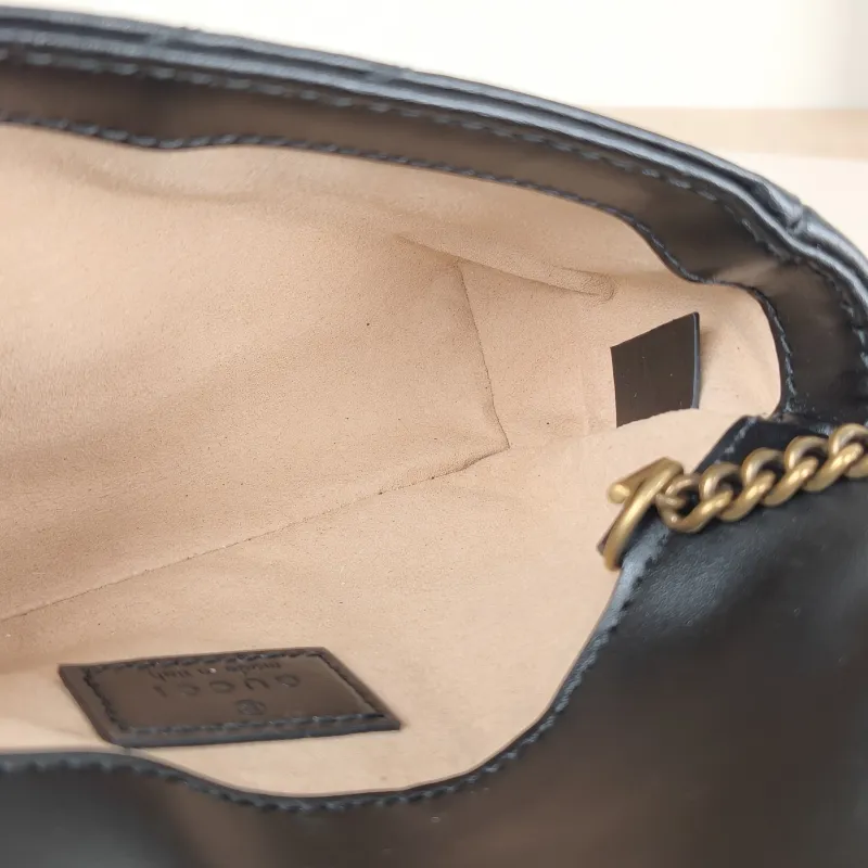 GUCCI Crossbody Bag GG Marmont Mini Marmont Mini Black Calfskin Mini 16.5 × 4.5 × 9.5 cm — detail view 12 of 12