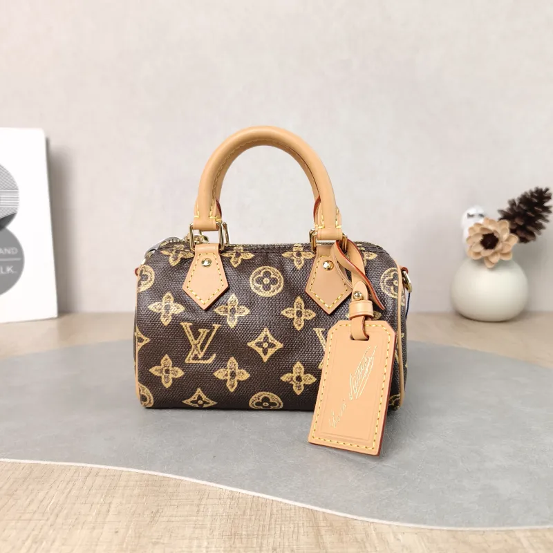 Louis Vuitton Crossbody Bag Speedy Nano Brown PVC nano 16 × 7.5 × 10 cm
