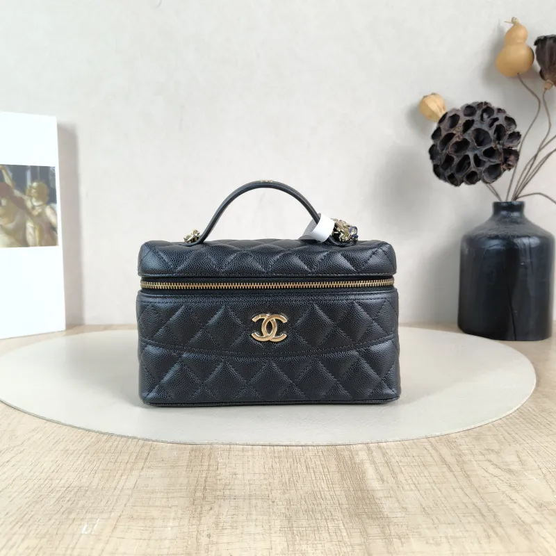 Chanel Top Handle Bag lp Black Grained Calfskin One Size19.5 × 5 × 17 cm