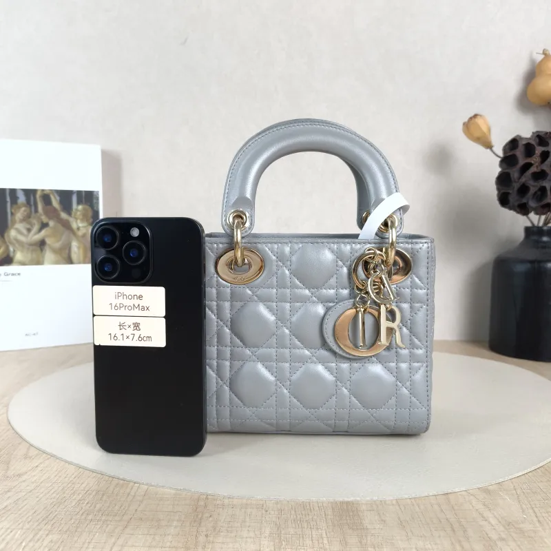 DIOR Crossbody Bag Lady Lady Dior Bag Grey Lambskinmini17 × 7 × 15 cm — cover view 2 of 5