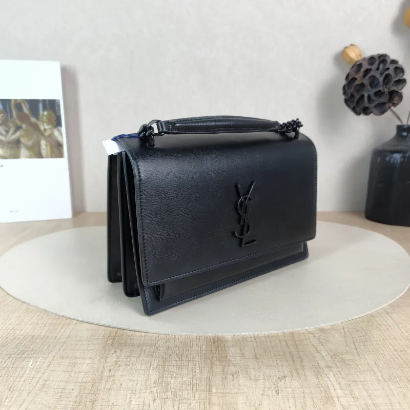 SAINT LAURENT Crossbody Bag SUNSET Black Calfskin Medium 22 × 6.5 × 16 cm — cover view 5 of 5