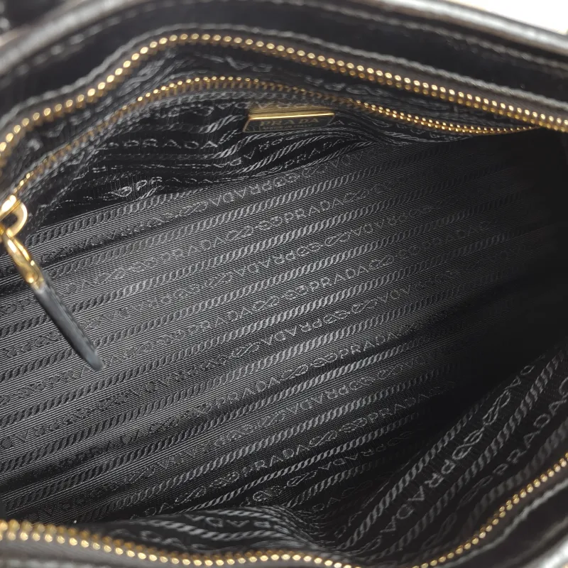 PRADA Shoulder Bag Bonnie Soft Lux Black Waxed Leather Medium 32 × 12 × 15.5 cm — detail view 1 of 11