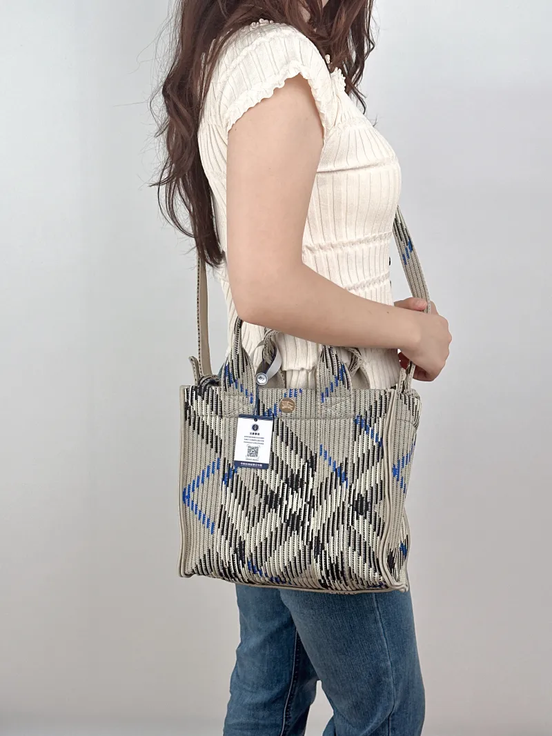 BURBERRY Top Handle Bag Tote Bag Black · Blue · Canvas One Size25 × 11 × 21 cm — on-model view 2 of 2