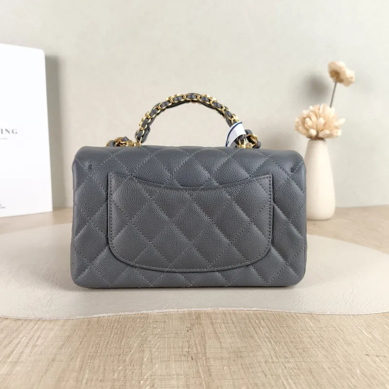 Chanel Crossbody Bag 25b mini Grey Grained Calfskin One Size 20 × 6 × 12 cm — cover view 4 of 6