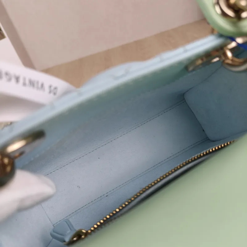 DIOR Crossbody Bag Lady Lady Dior Bag Green Blue Lambskin mini17 × 7 × 15 cm — detail view 4 of 14