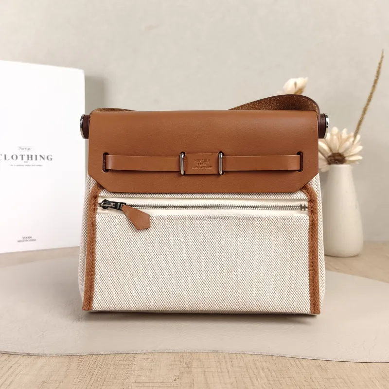 Hermès Shoulder Bag Herbag Zip 20 Beige Canvas mini20 × 7 × 17 cm — cover view 4 of 6