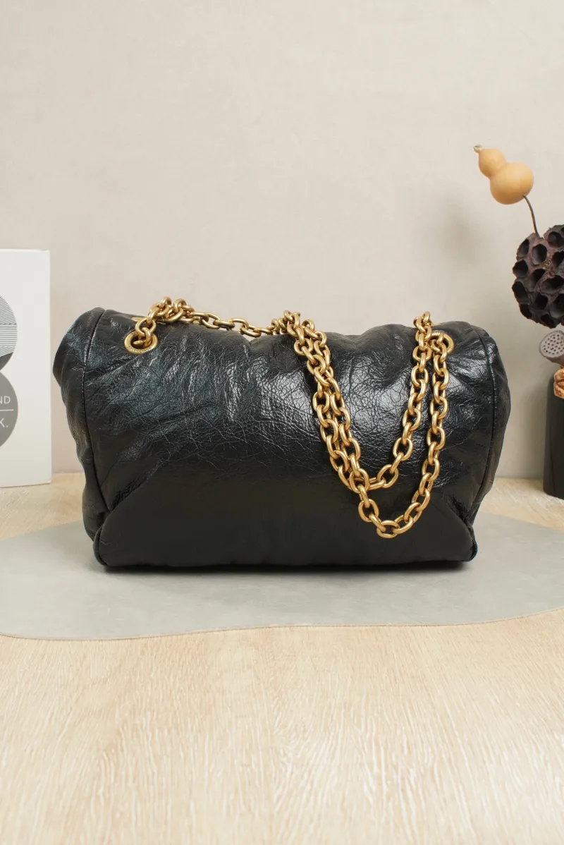 BALENCIAGA Shoulder Bag MONACO Chain Bag Black Calfskin28 × 10 × 18 cm — cover view 7 of 7