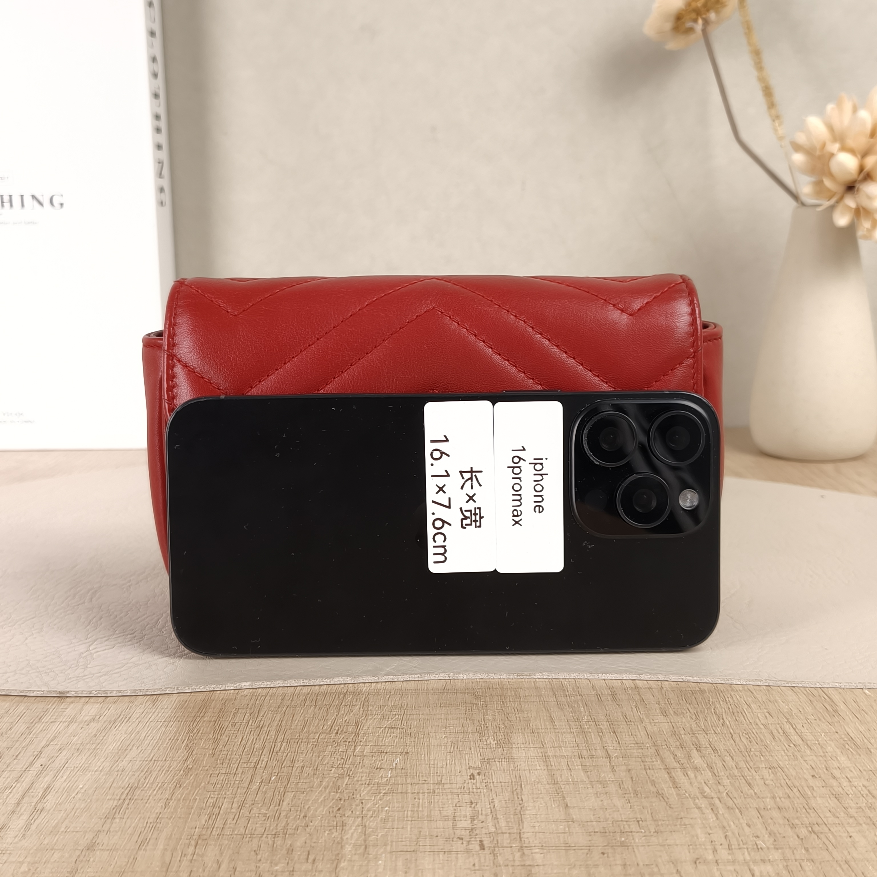 GUCCI Crossbody Bag GG Marmont Mini Marmont Mini Red Calfskinmini16.5 × 4.5 × 9.5 cm — cover view 3 of 6