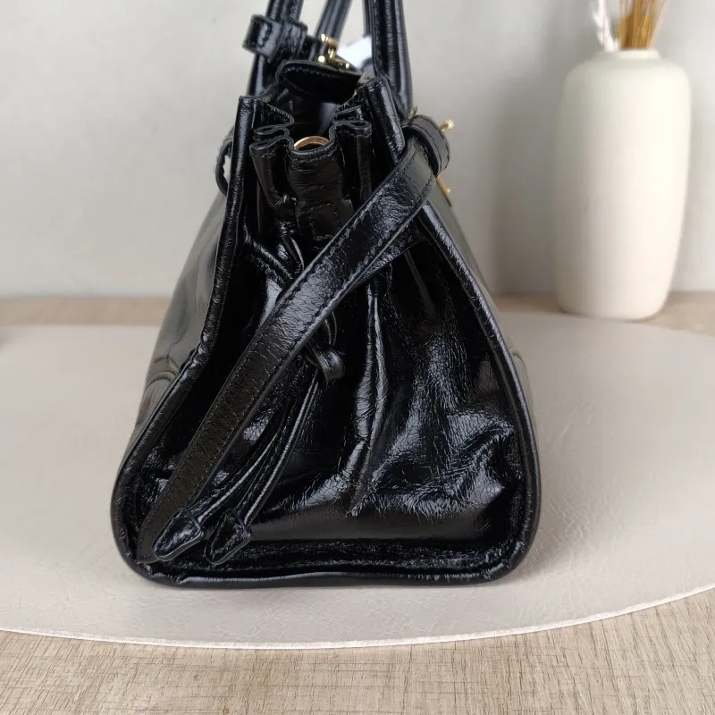 PRADA Shoulder Bag Bonnie Soft Lux Black Waxed Leather Medium32 × 12 × 15.5 cm — detail view 1 of 12