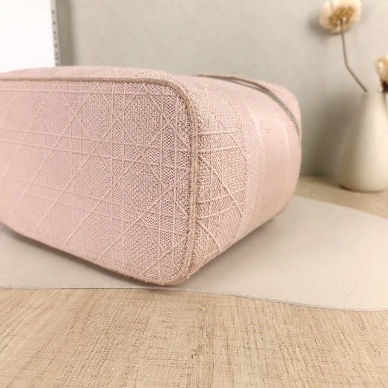 DIOR Top Handle Bag Travel Vanity Cosmetic Bag Pink Canvas Medium24.5 × 13.5 × 17 cm — detail view 9 of 12