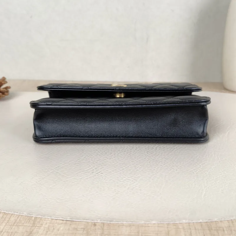 Chanel Crossbody Bag woc Black with Gold-Tone Hardware Lambskin Mini 17 × 5 × 9.5 cm — cover view 5 of 6