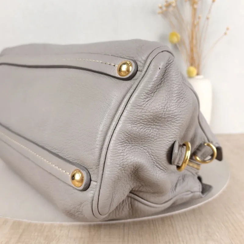 PRADA Top Handle Bag Tote Bag Grey Calfskin 27.5 × 13 × 21 cm — detail view 8 of 14