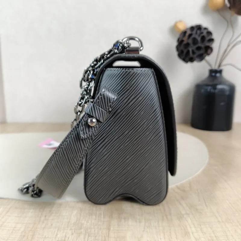 Louis Vuitton Crossbody Bag Twist Grey Calfskin Medium 23 × 9.5 × 17 cm — detail view 7 of 12