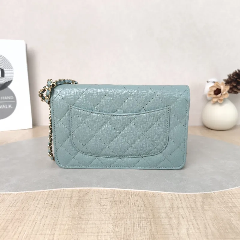 Chanel Crossbody Bag Classic Flap WOC CF WOCWOC Bag Green Grained Calfskin 19.2 × 3.5 × 12.3 cm — cover view 3 of 5