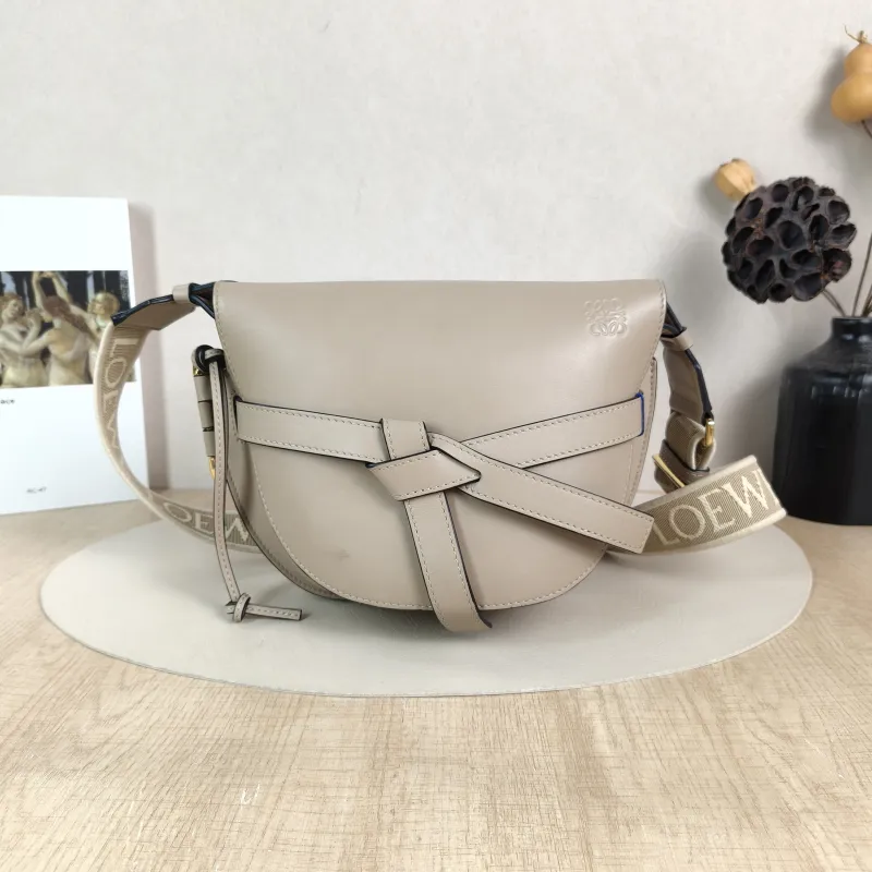 LOEWE Crossbody Bag Gate Grey Calfskin Medium 25 × 11.5 × 19 cm