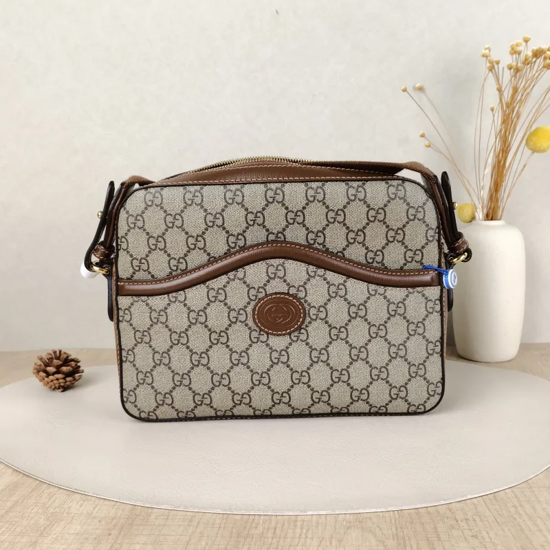 GUCCI Crossbody Bag GG Retro Collection Messenger Bag Shoulder Bag Brown PVC25.5 × 6 × 20 cm