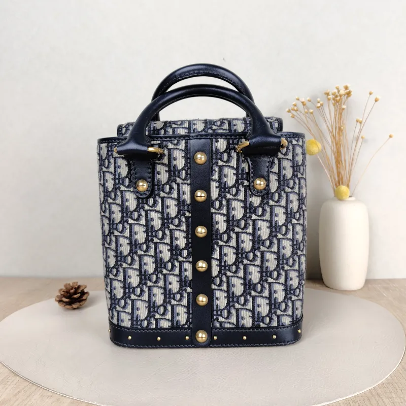 DIOR Shoulder Bag Signature avenue Bucket Blue Canvas One Size 22 × 19 × 22.5 cm