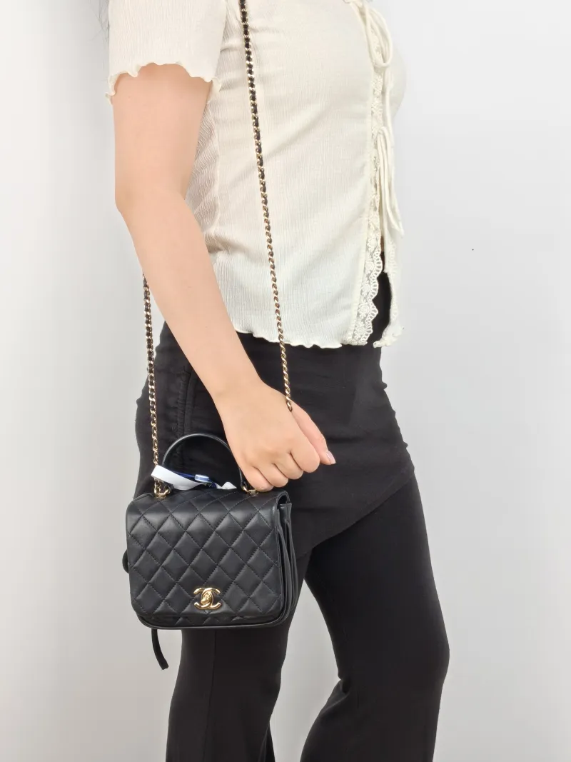 Chanel Crossbody Bag Top Handle Crossbody Bag Black Calfskin 16 × 8.5 × 13 cm 25 — on-model view 2 of 3
