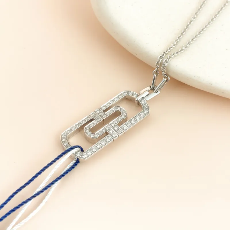 Bvlgari Necklace Parentesi Collection Pavé Diamond Necklace White Gold 18KW hite Gold Diamond One Size 46cm — cover view 7 of 8