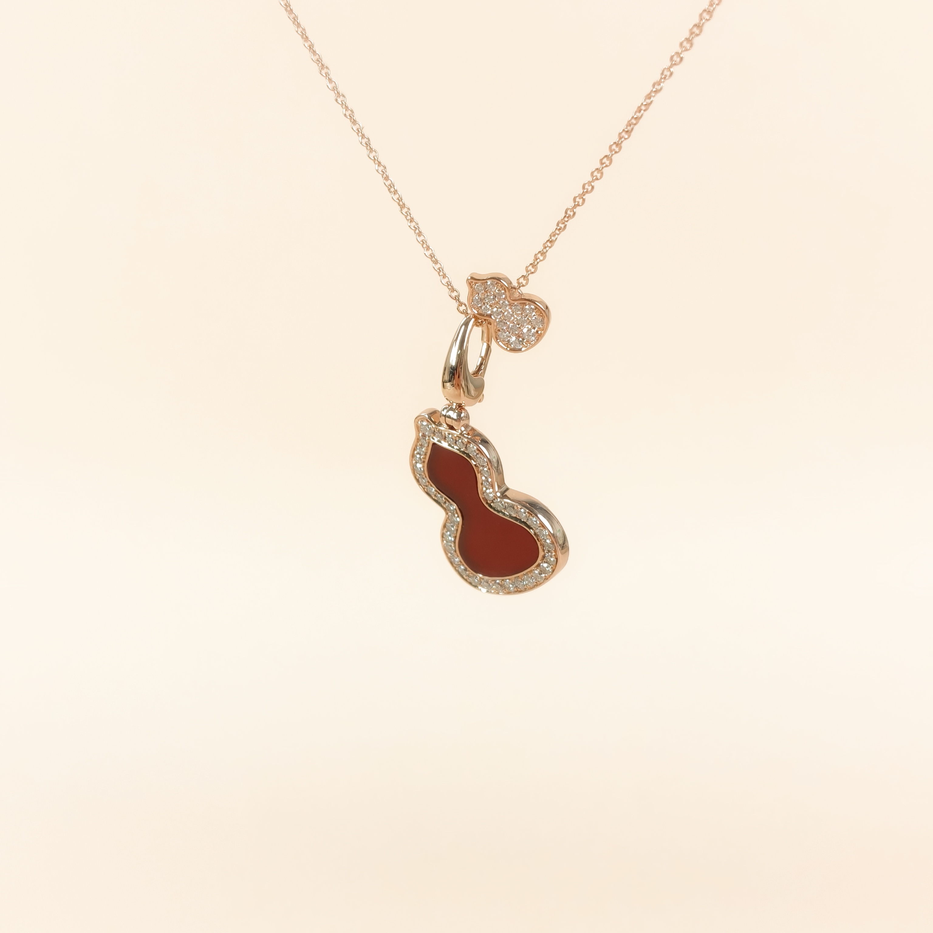 Qeelin Necklace Wulu Collection Necklace Red Agate Diamond18KR ose Gold Large41cm — cover view 5 of 10