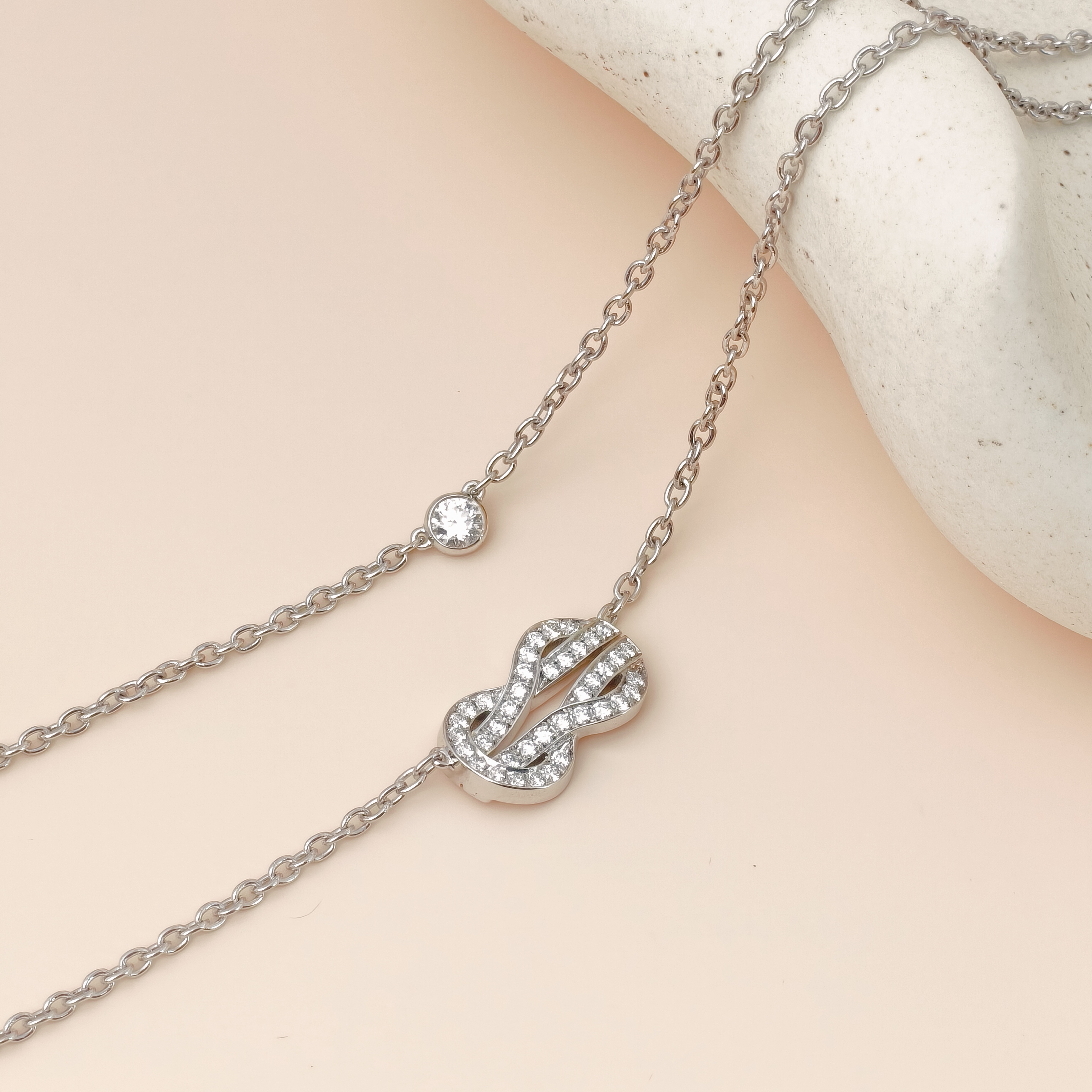FRED Necklace Chance Infinie Collection Pavé Diamond Necklace White Gold Diamond18KW hite Gold One Size40cm — cover view 7 of 8