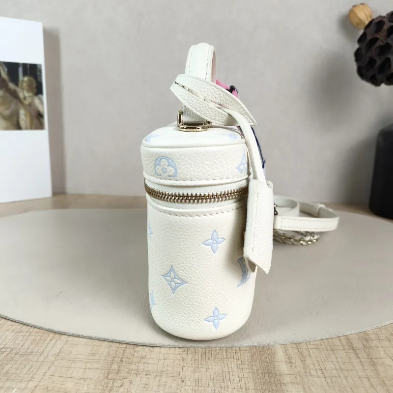 Louis Vuitton Shoulder Bag VANITY POUCH Cosmetic Bag White · Blue Calfskin One Size 19 × 6.5 × 11.5 cm — detail view 10 of 14
